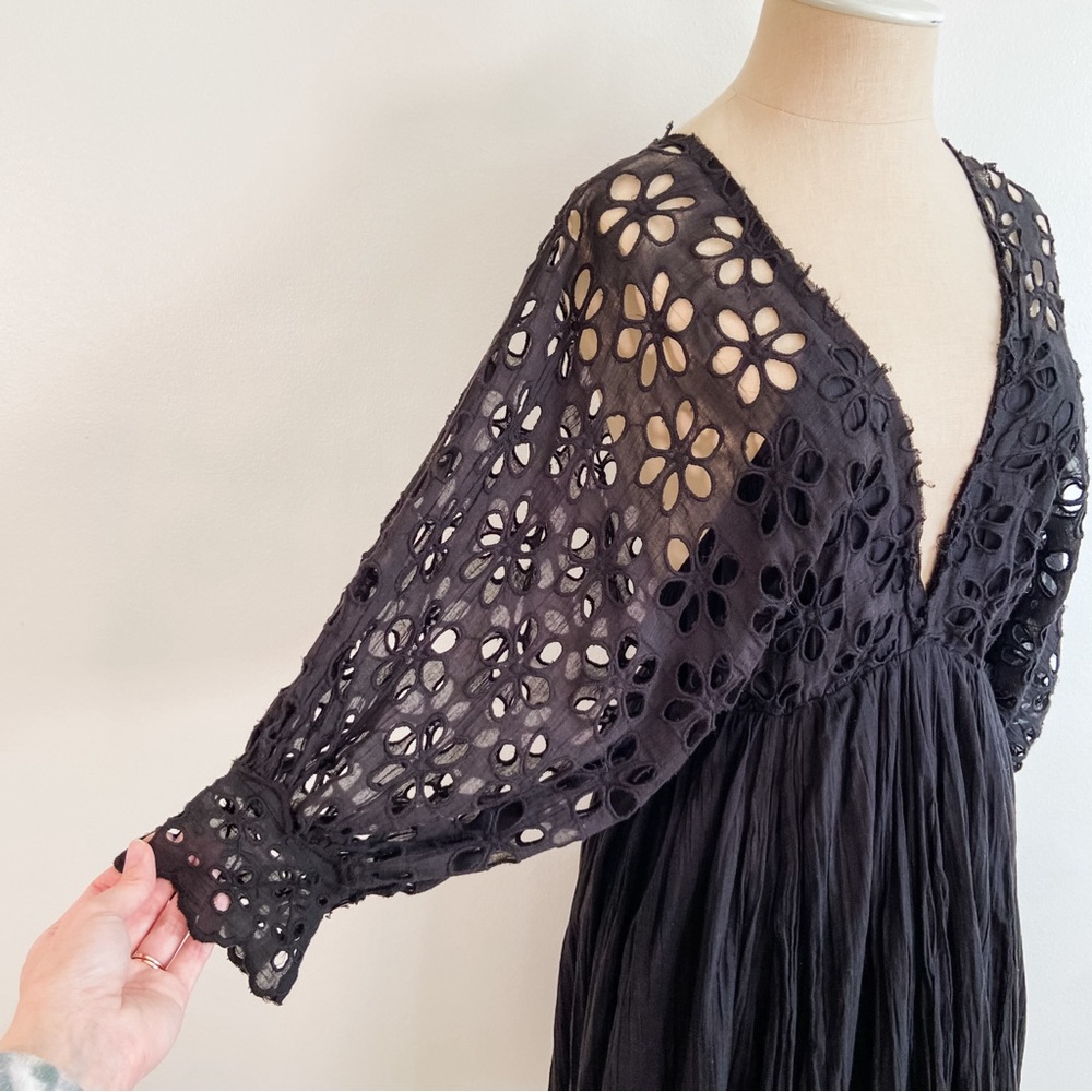 Free People Bella Notte Black Eyelet Mini Dress - Picture 10 of 16